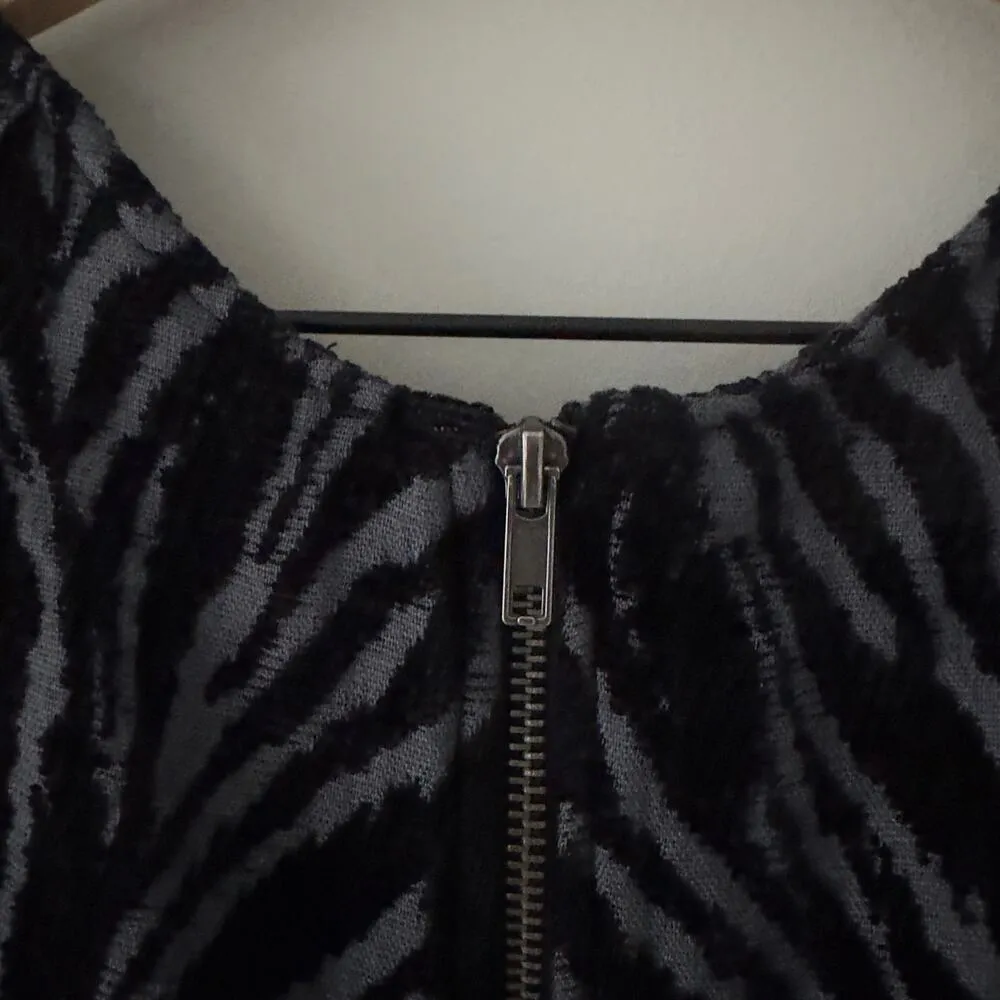 Free People Soft Chenille Zebra Stripe Mini Dress Sleeveless Zip Up Zipper Back - Image 7