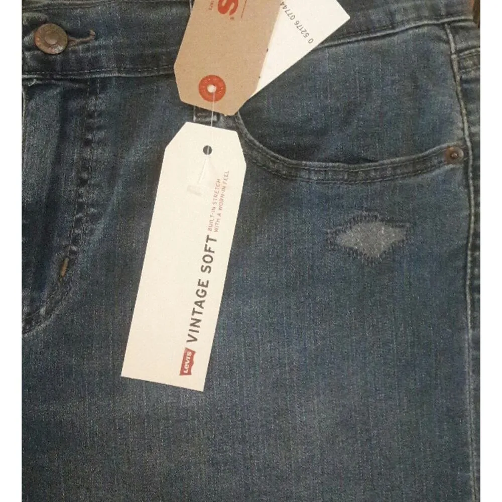 Levi's Denim Shorts Distressed Blue Vintage Soft Stretch Cuffed Womens 32 - Image 3