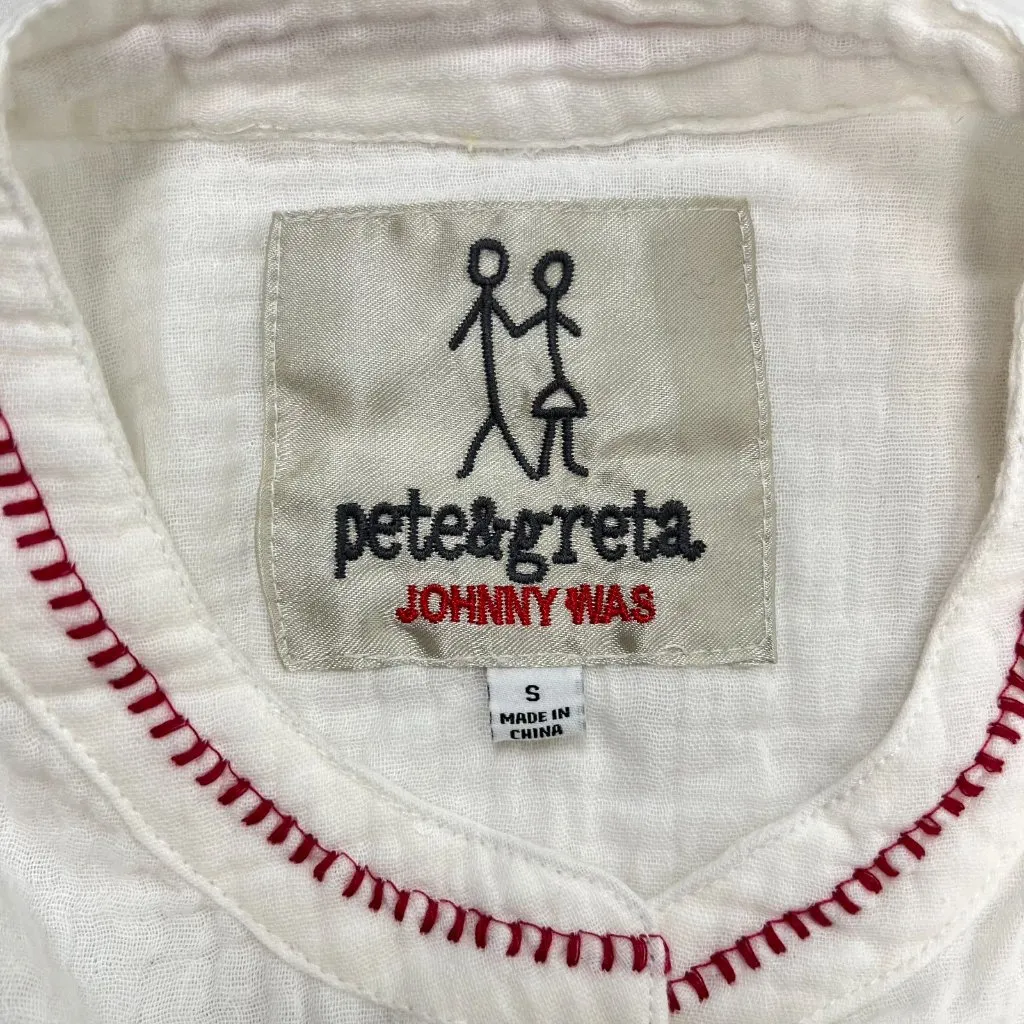 NWOT Johnny Was Cotton Embroidered Short Sleeve Blouse Boho Chic White Size S - Image 11