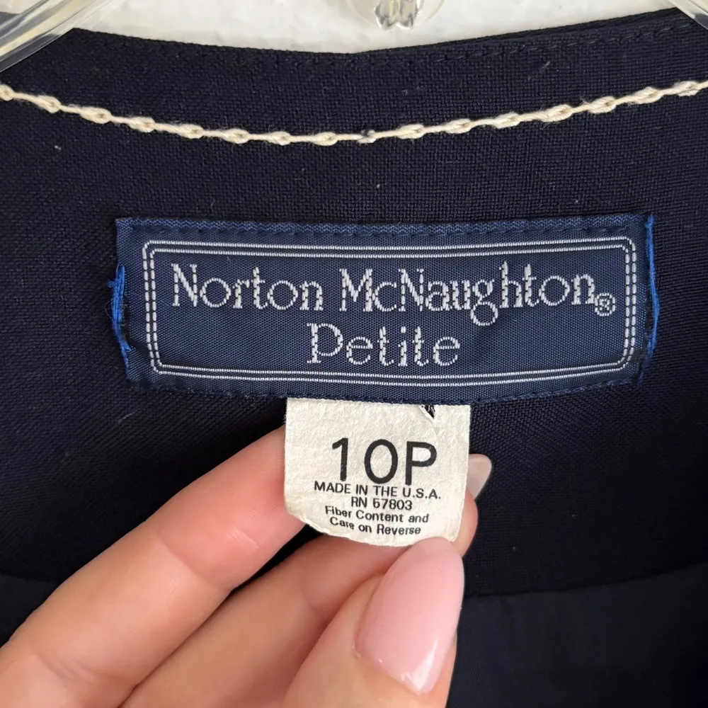 Norton McNaughton Vintage Navy Vest Blouse Women’s Size 10P - Image 2