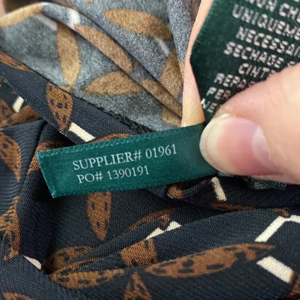 Lauren Ralph Lauren equestrian chain link faux wrap dress with side ruching sz 6 Brown - Image 11