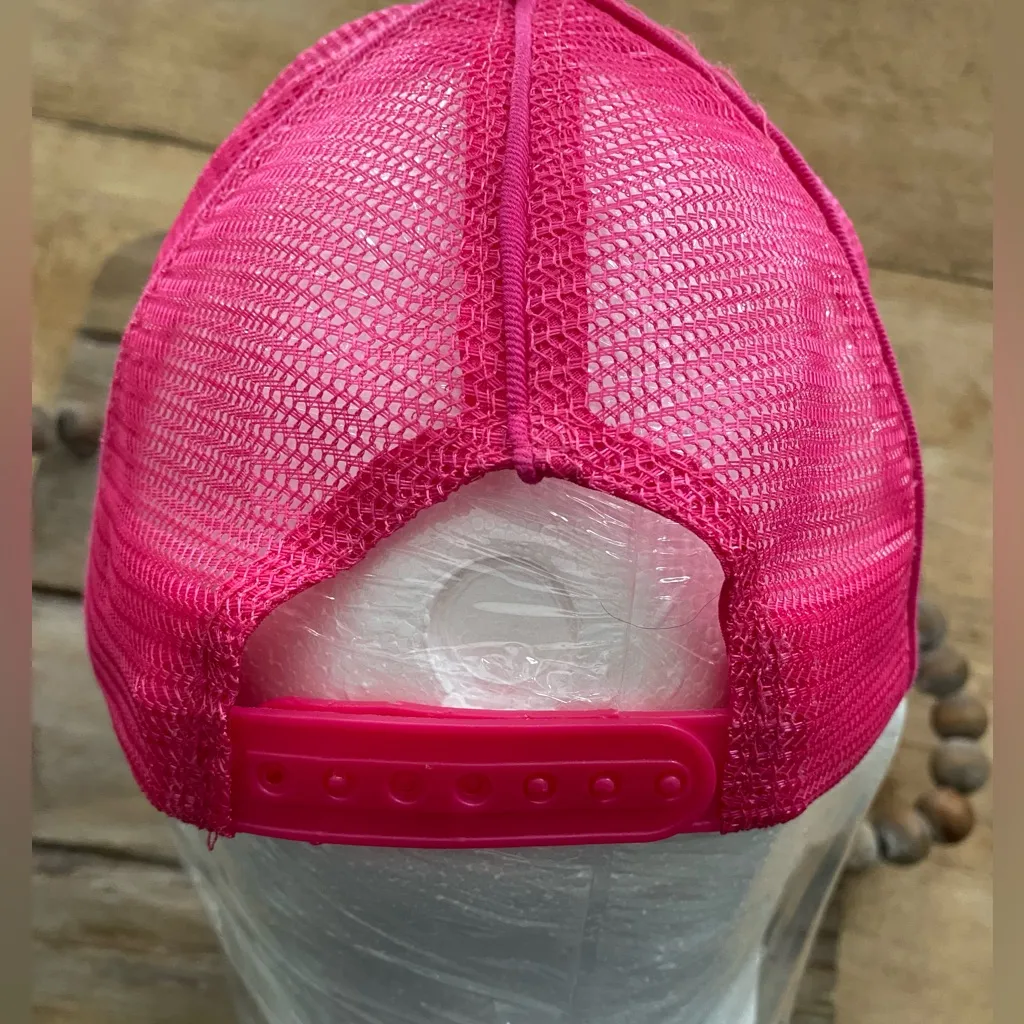 Juicy Couture‎ Women’s OS Hot Pink Velour Diamante’ Logo Trucker Cap - Image 3