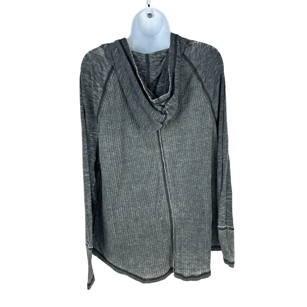 Lincoln Outfitters Gray Long Sleeve Waffle Knit Hoodie Size Medium - Image 2