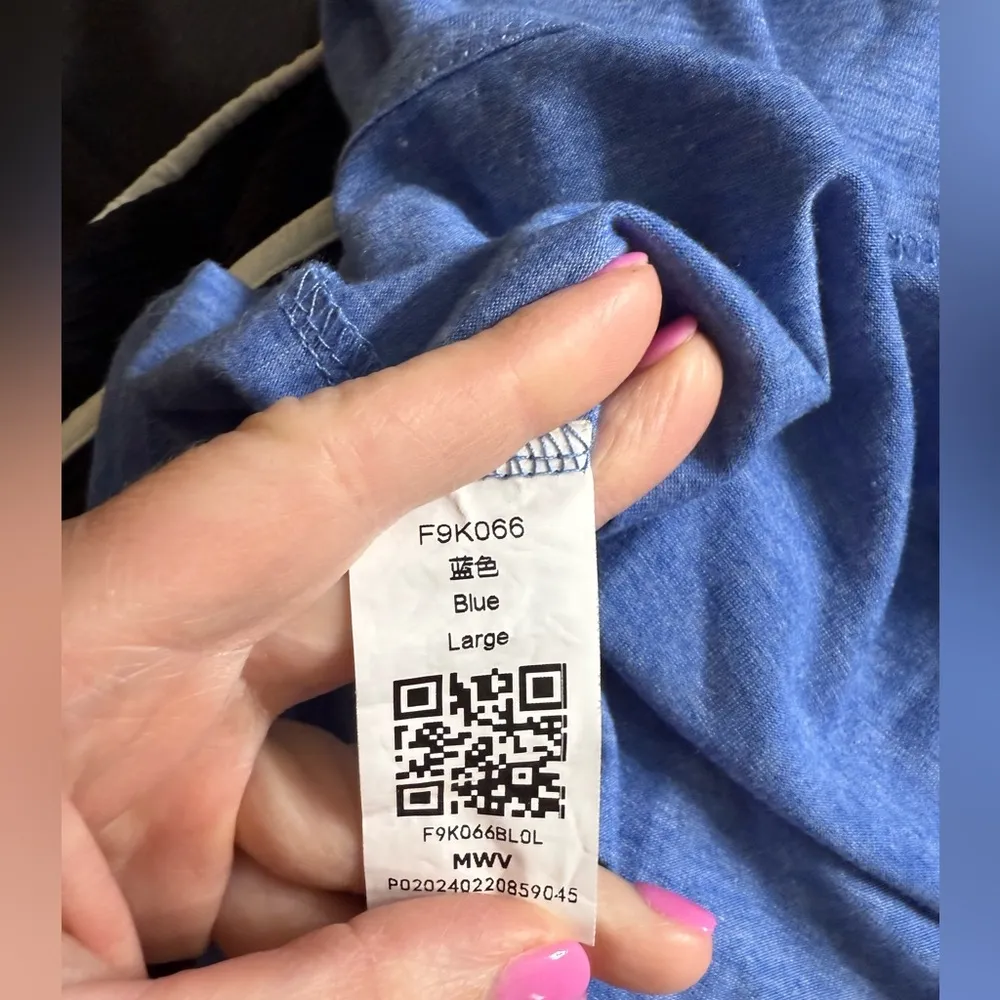 Blue Oversized Boxy 3/4 Sleeve Tee Size L - Image 4