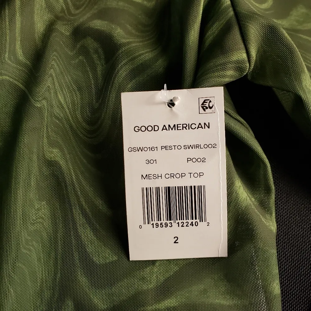 Good‎ American Pesto Swirl Mesh Crop Top NWT Women’s 2 - Image 7