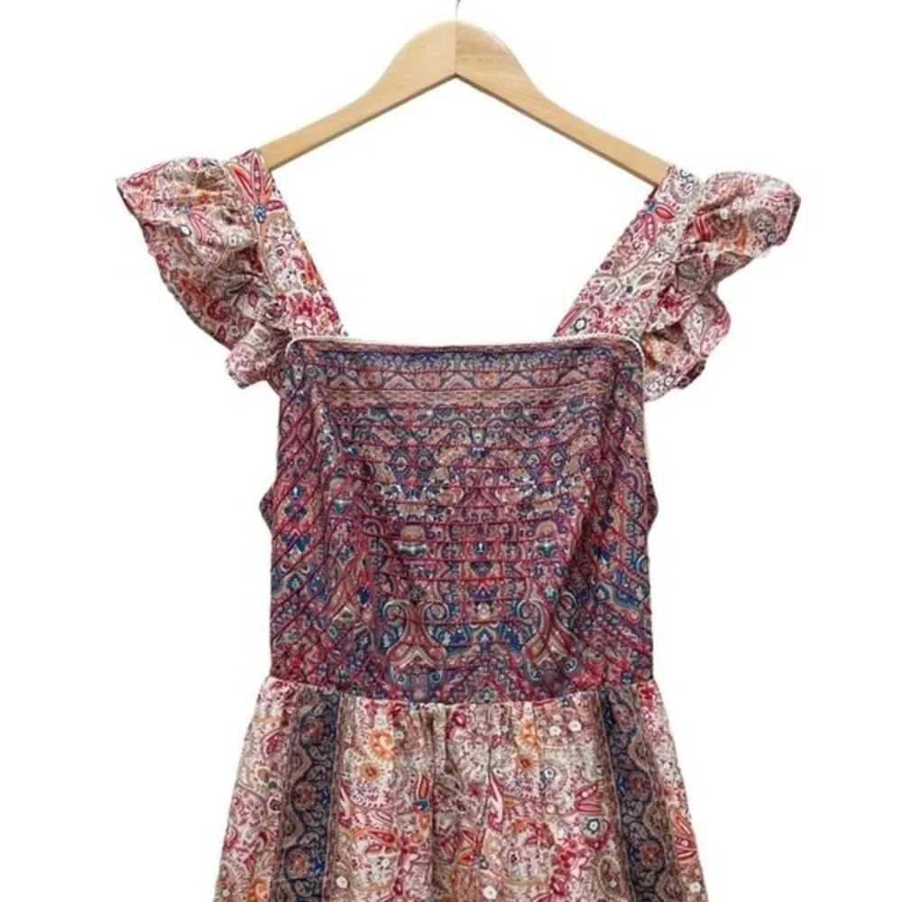 NWT Haute Hippie Tiered Maxi Dress Red Blue Floral Size 8 Prairie Boho Cowgirl - Image 6