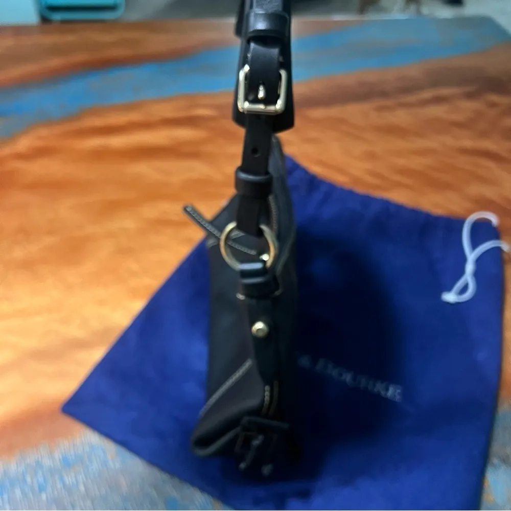 Dooney & Bourke Mini East West Slouch Black Leather Bag Silver Accents - Image 4