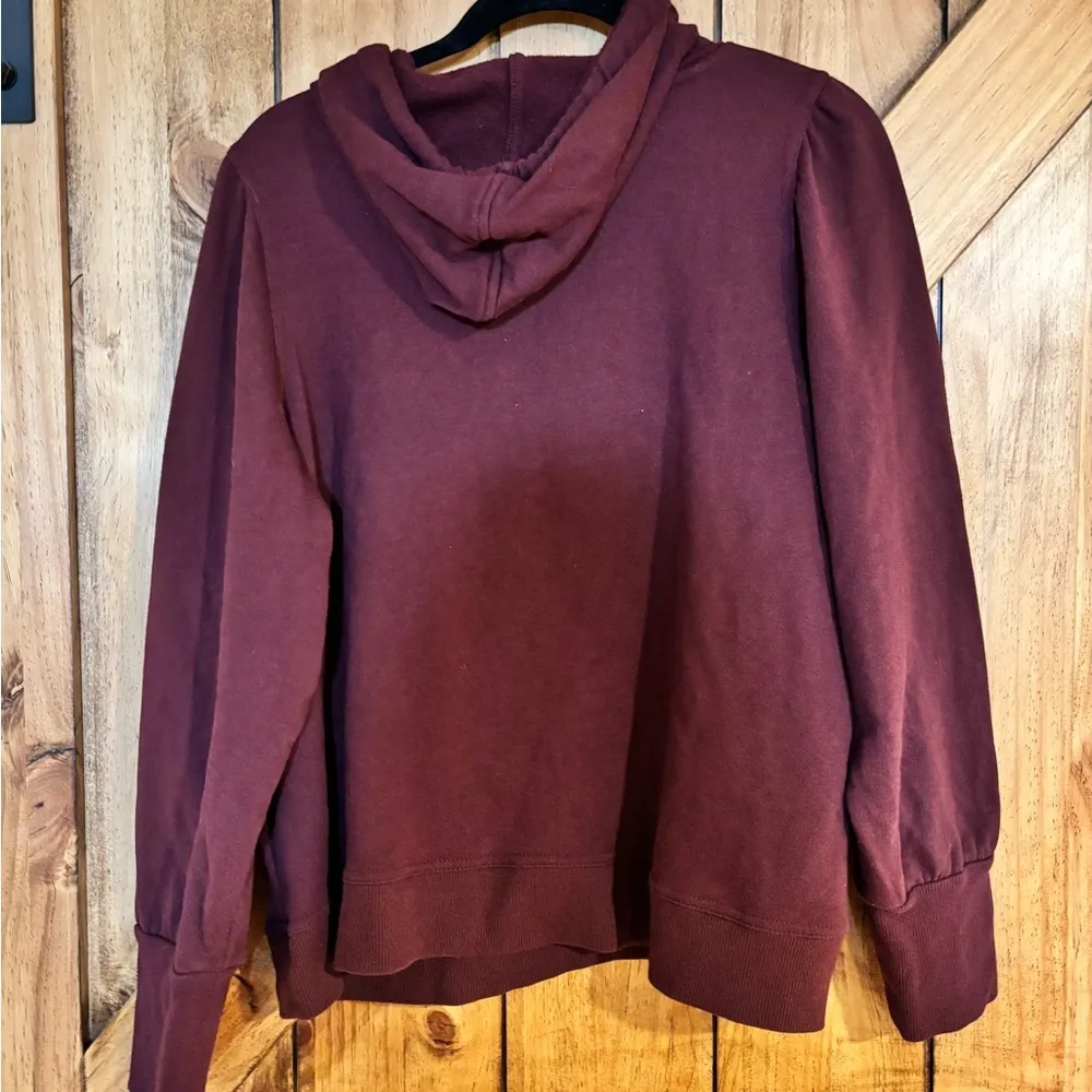 Nine West Women’s Sweatshirt XXL Burgundy Hoodie Puff Sleeve - Image 2