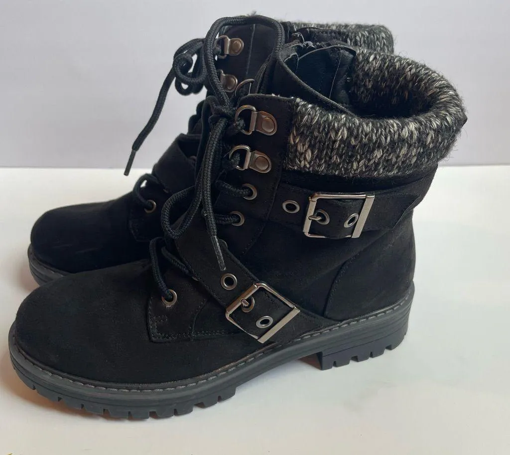 Cliffs by WHITE MOUNTAIN Black Combat Moto Boots with Buckle Details Size undefined - Image 9