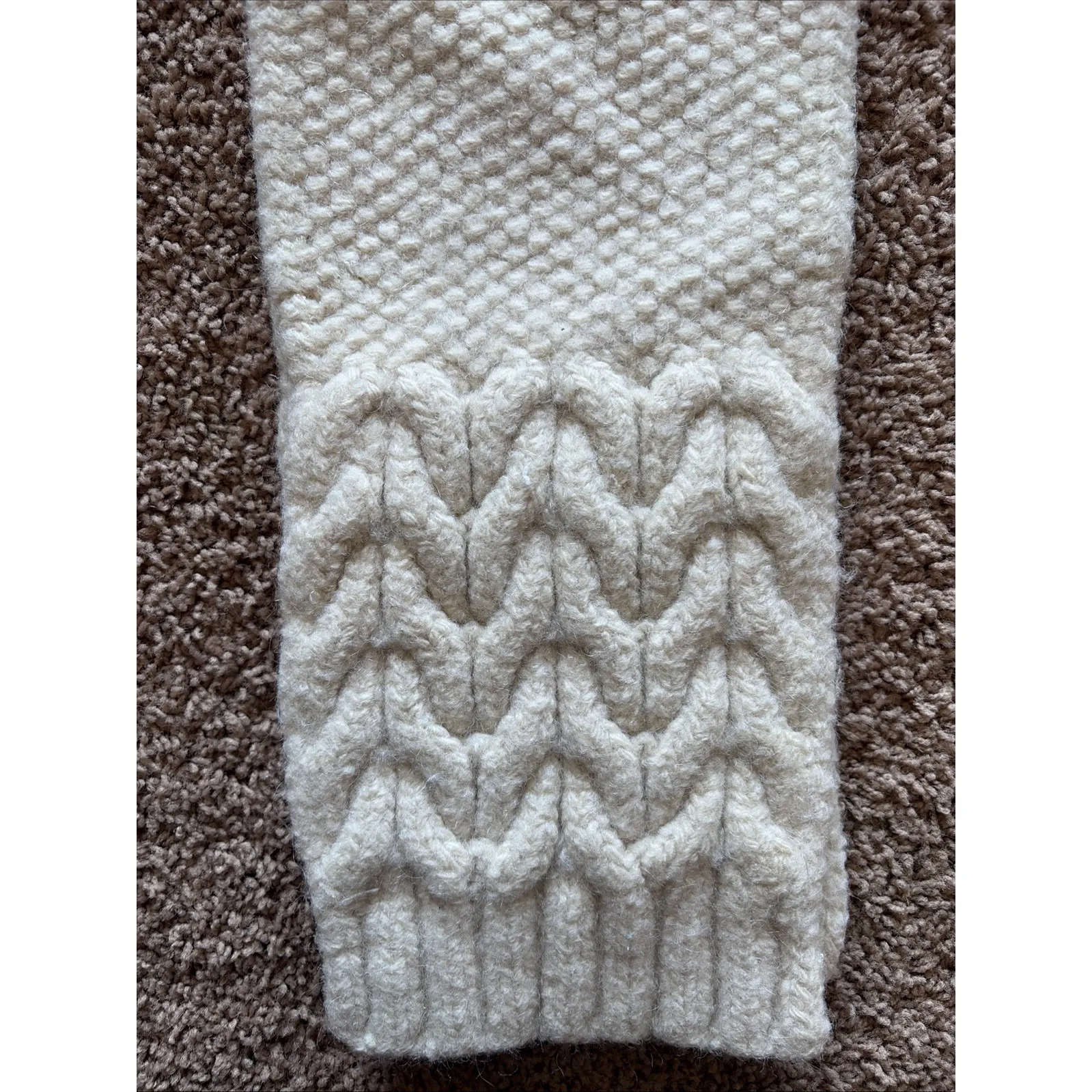 Vintage VTG Gap Y2K 2001 Ivory Wool Mohair Chunky Knit Scarf Accessory One Size - Image 7