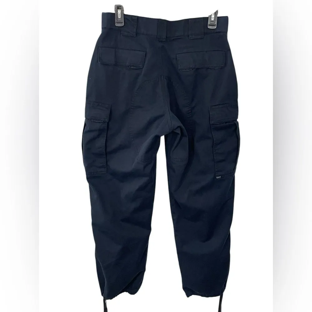 5.11 Tactical Women’s Cargo Pants Size‎ MEDIUM SHORT Navy Blue Drawstring Ankle - Image 2