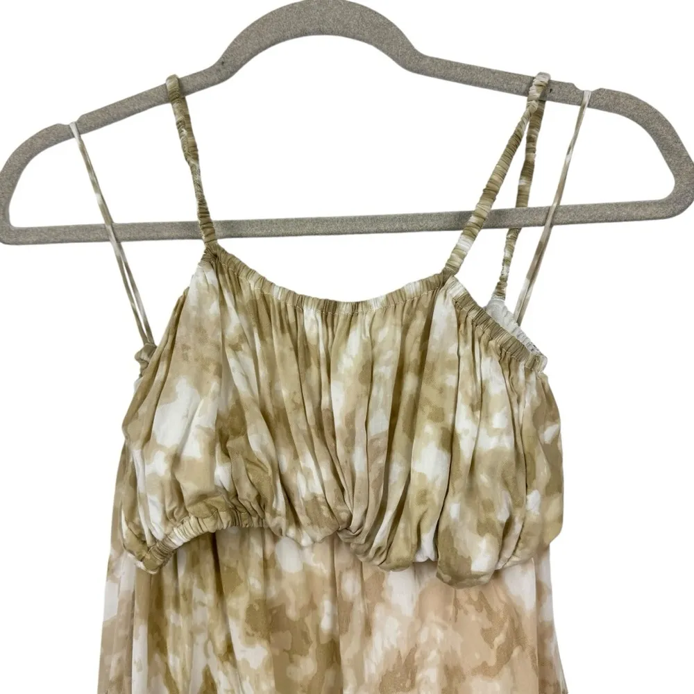 Faithfull The Brand Celina Midi Dress Cutout Tan TieDye Beach Size X-SMALL USA 2 - Image 4