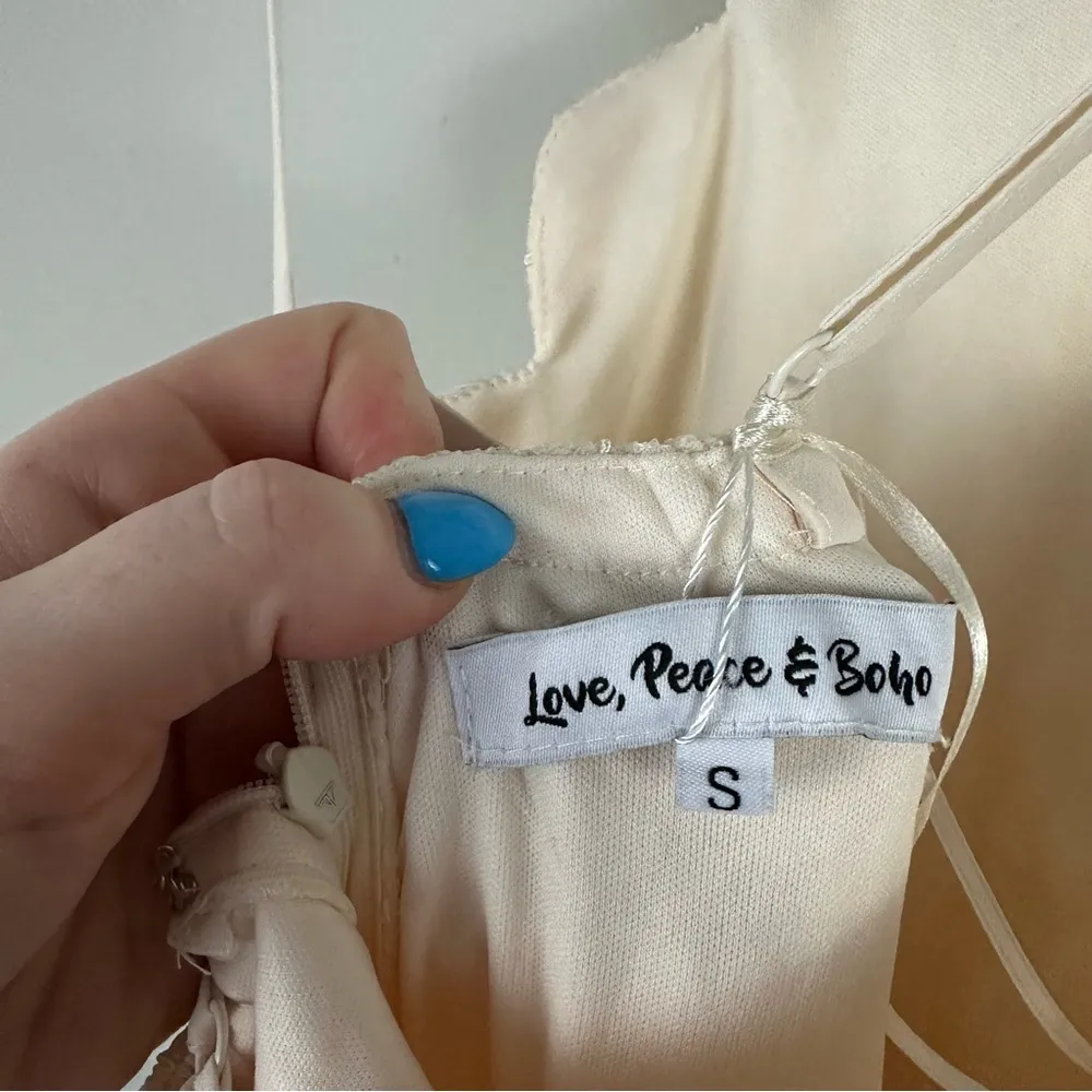 Love, Peace & Boho | Sweet Origins Lace Dress in Cream High Neck Gown Size Small - Image 8