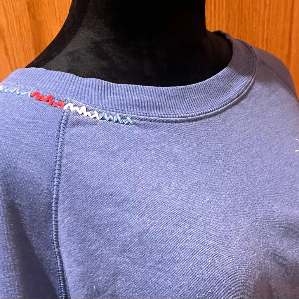 Wildfox Del Sol Sunburst Sommers Relaxed Fit Sweatshirt in True Blue Size XL - Image 7