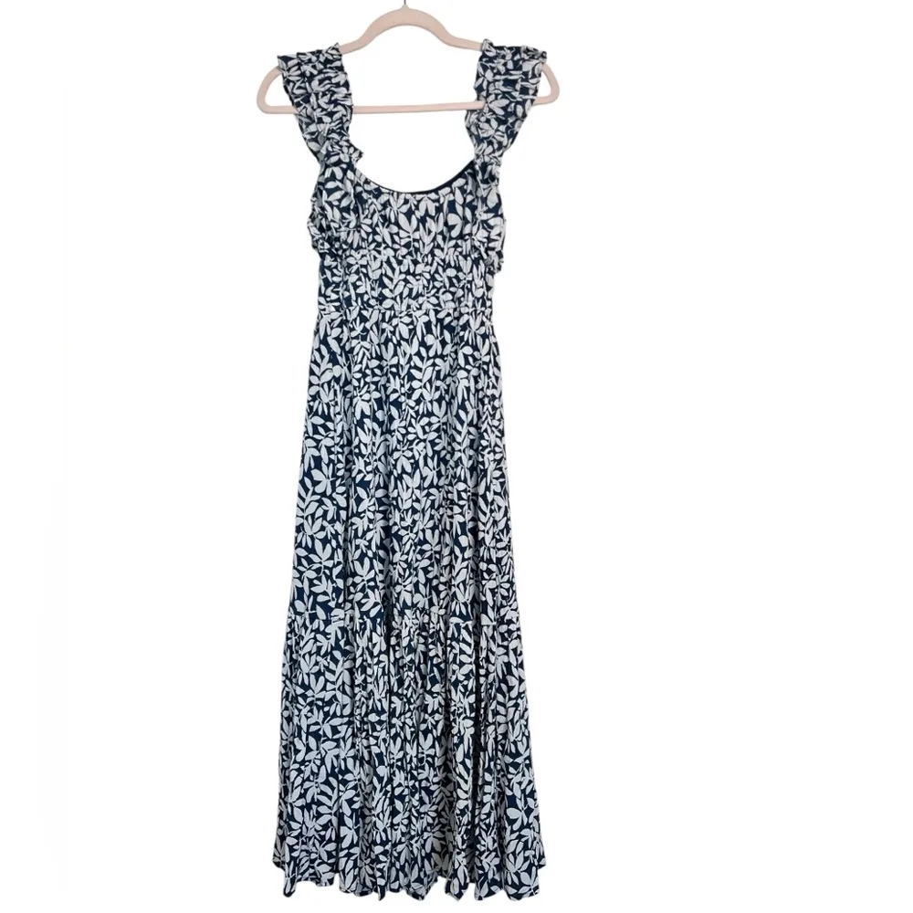 Abercrombie and Fitch Blue Floral Sleeveless Midi Dress Small Boho Casual Summer - Image 4