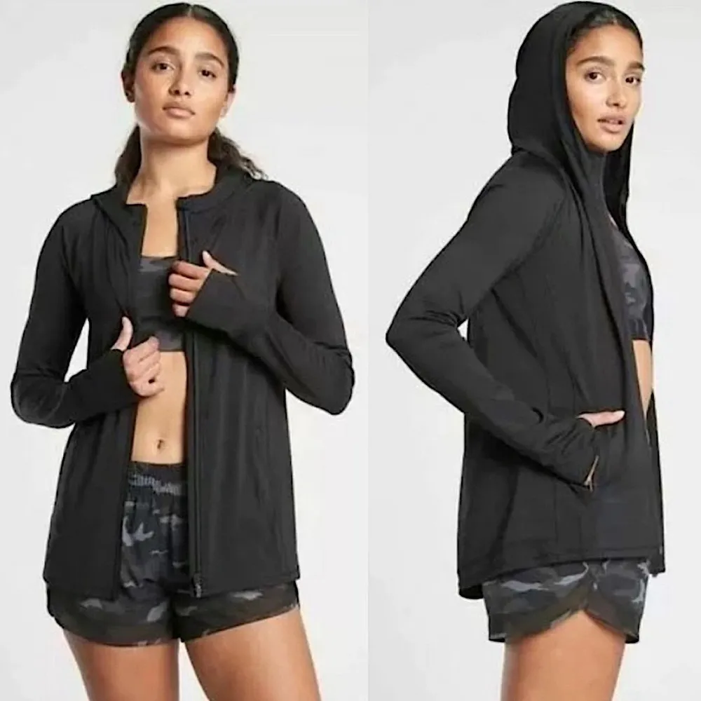 Athleta Pacifica‎ Illume UPF Relaxed Jacket Full Zip Black Small - Image 2