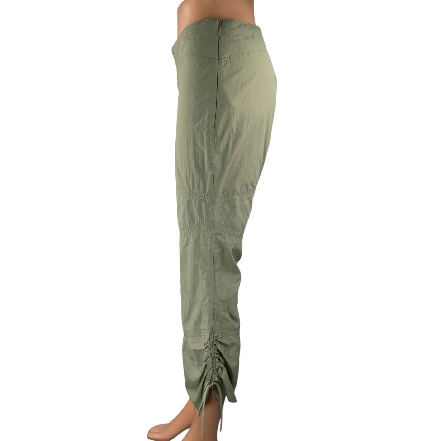 Silence + Noise Olive Green Mid Rise Baggy Parachute Trousers Pants Size 0 - Image 2