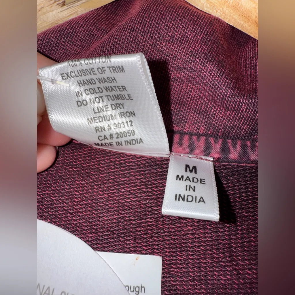 NWT Parsley & Sage Medium Shawl Collar Tunic Maroon Embroidery‎ Flowers Red - Image 5