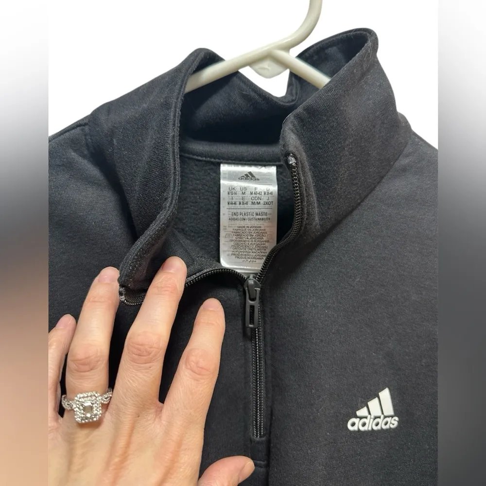Adidas Black and white Quarter-Zip Pullover long sleeve crop top - Image 3