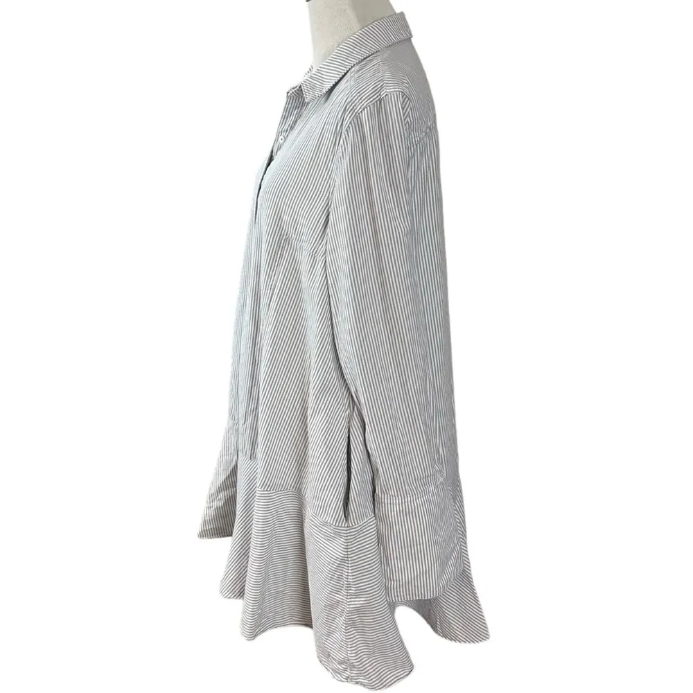 Free People All For You Striped Shirt Dress Grey White Combo Preppy Coastal Mini - Image 13