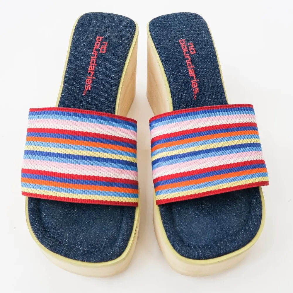 Rainbow Striped Platform Sandals - Image 2