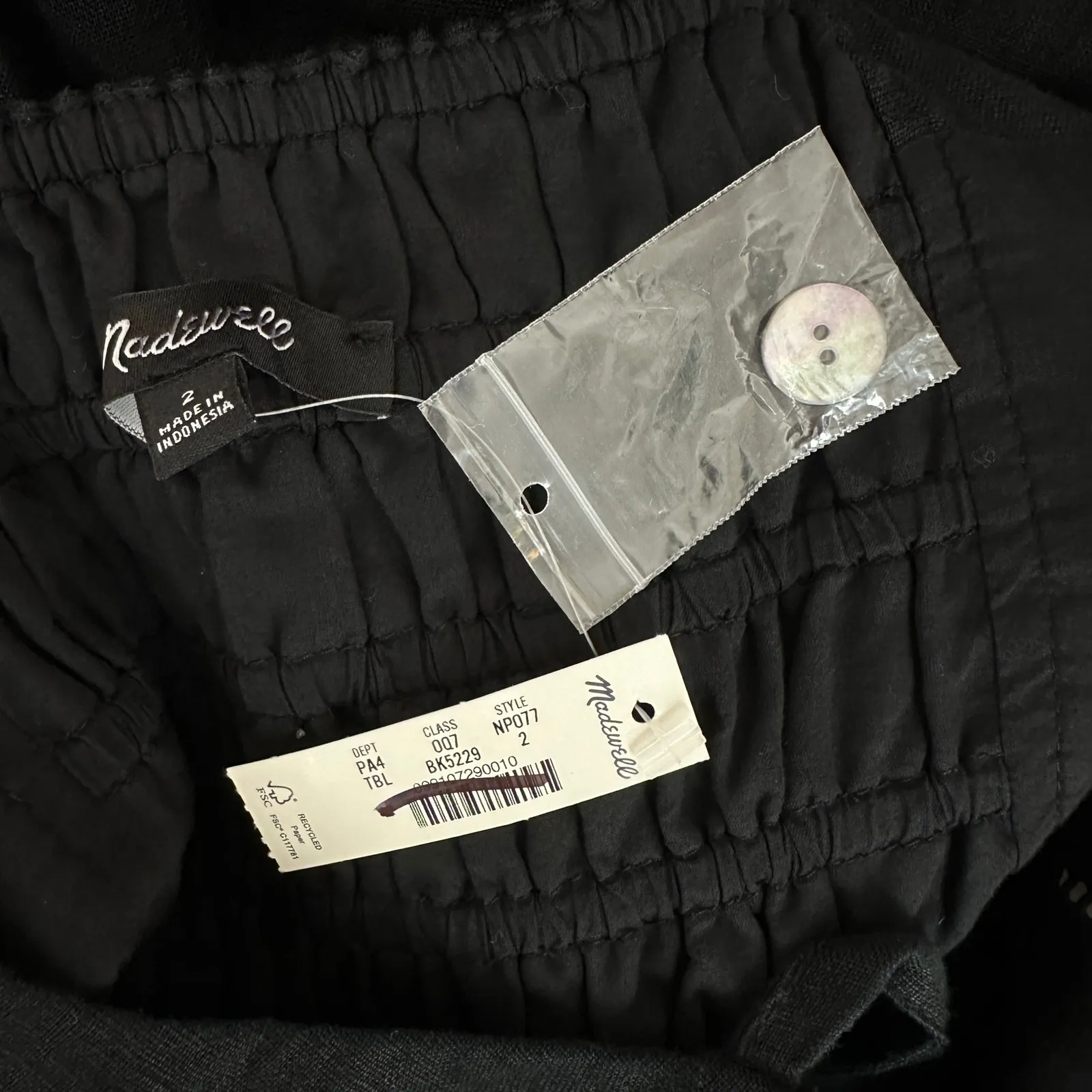 Madewell Sleeveless Wide Leg Jumpsuit Linen Black Sweetheart Cropped US 2 NWT - Image 9