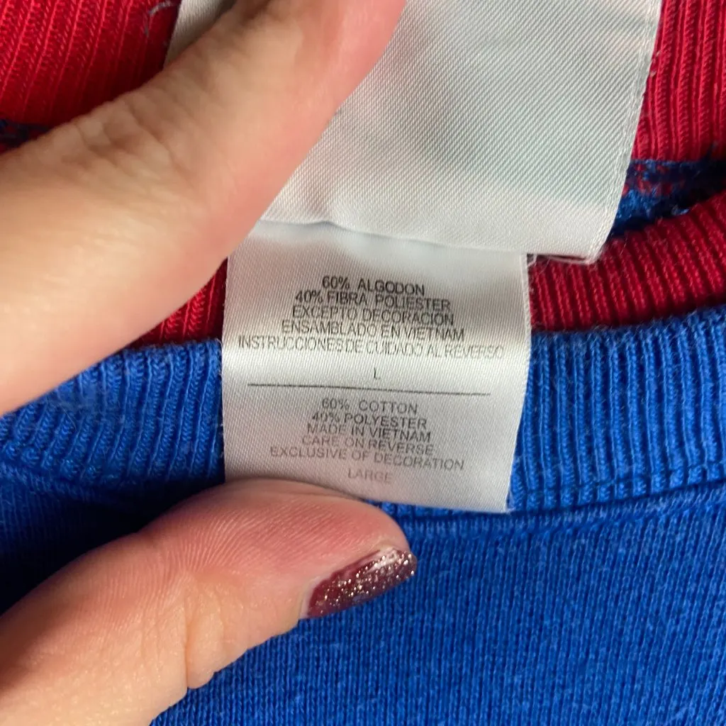 Vintage M&C Sportswear L Crew Neck Sweatshirt Embroidered Santa Blue Christmas Size L - Image 3