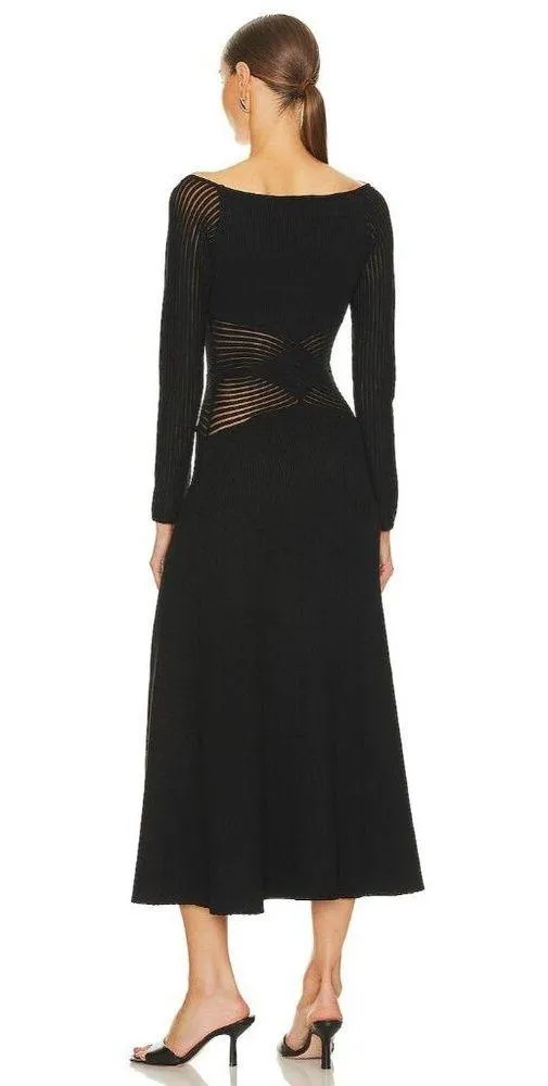 SOVERE Tilt Knit Dress in Black XSmall Womens Midi Sweater Cut out Size XS - Image 3