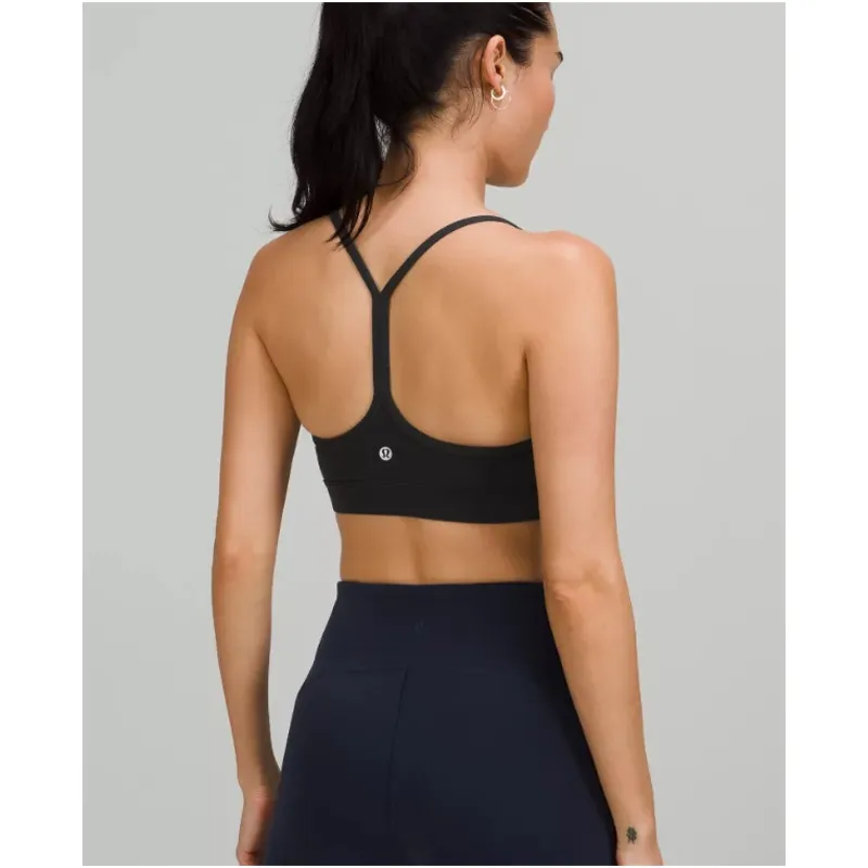 Lululemon Flow Y Nulu Bra Light Support Size 10 Black Unpadded Pullover - Image 2