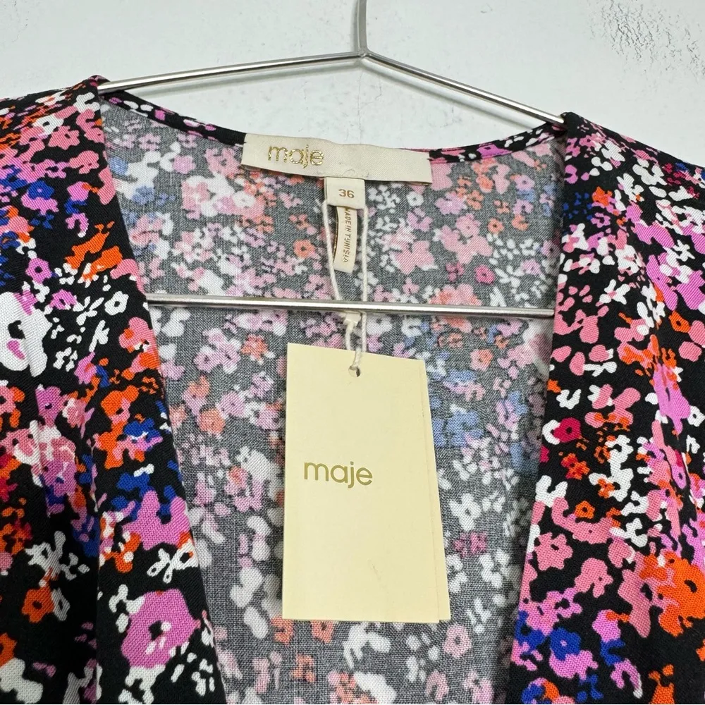 Maje Rayemi Noir Rose Floral Print Midi Dress - Image 7