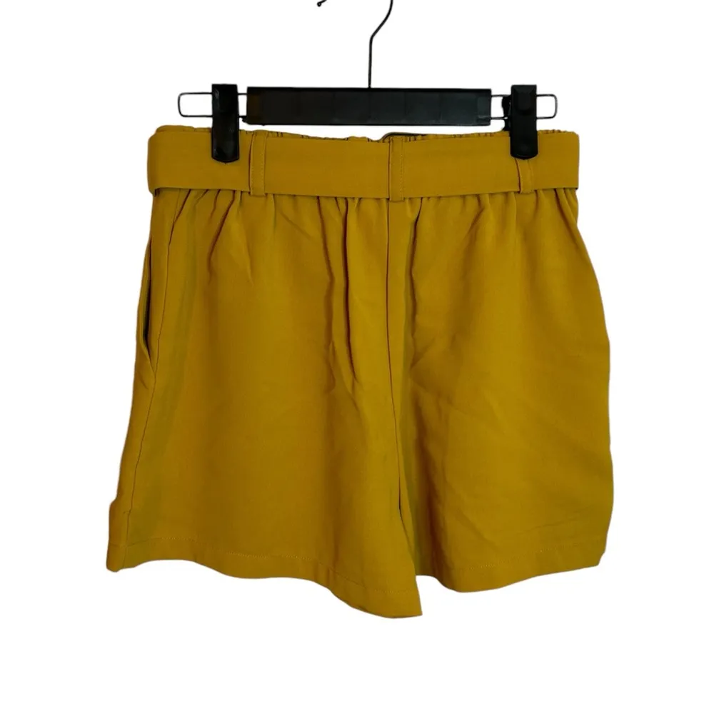 Elodie Yellow Pleated Belted Shorts - Image 2