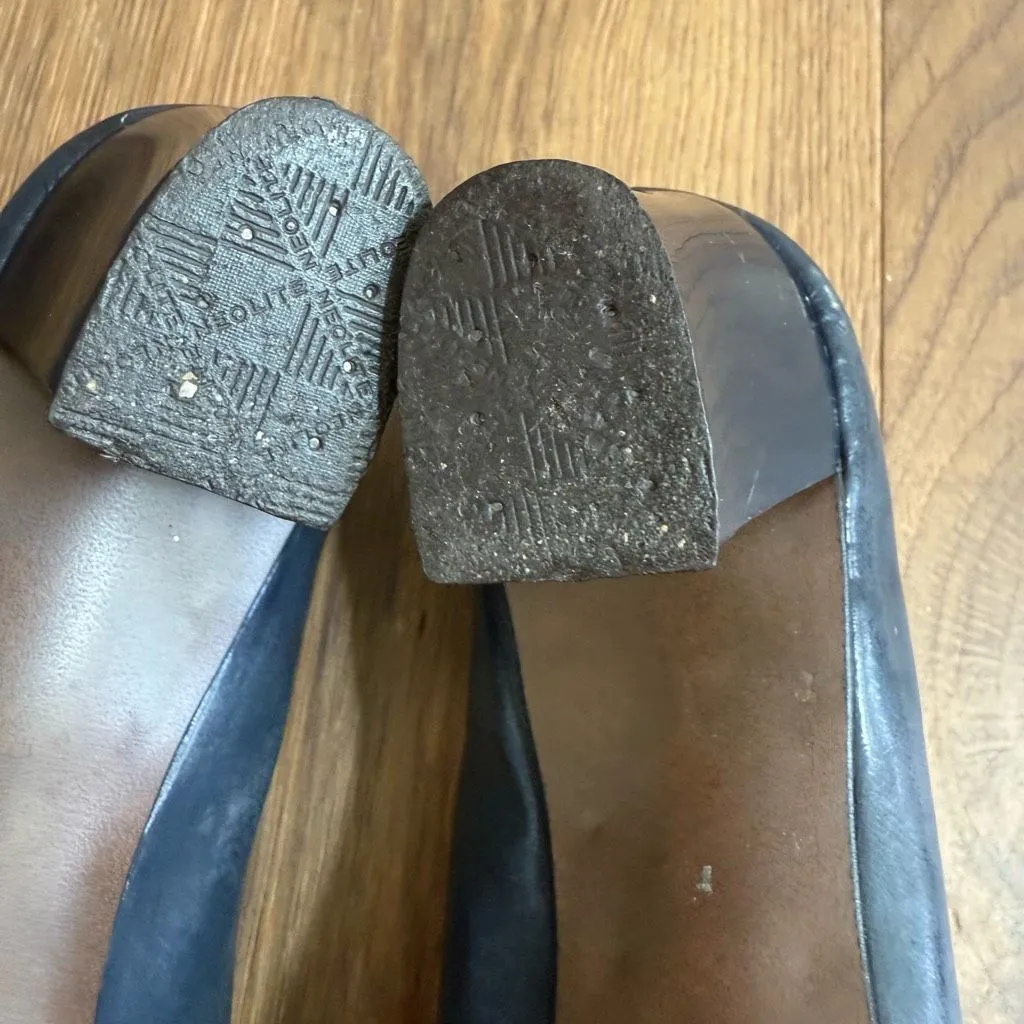 Vintage 60s 70s Imperial Block 2.5” Heel Shoes Navy Blue Black Red Grey 7 - Image 10