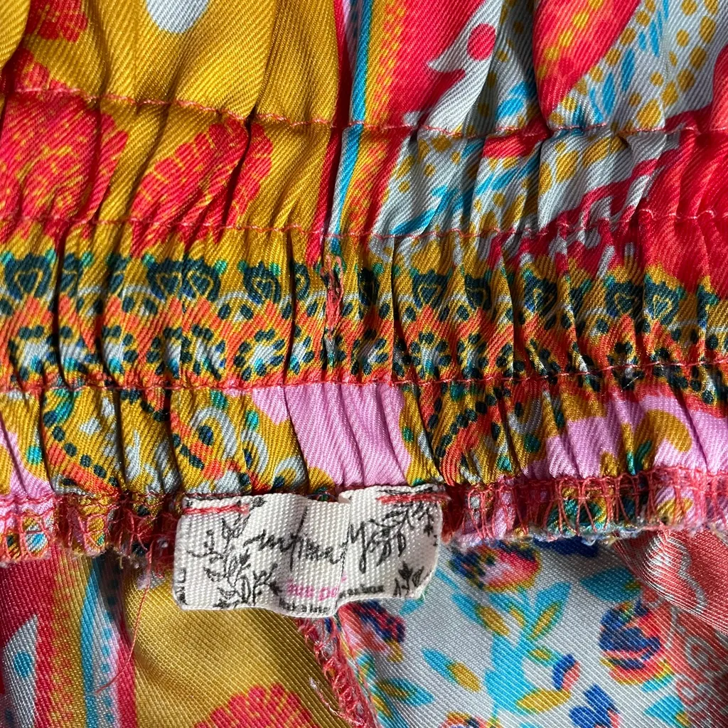 Free People Intimately Patch Things Up Satin Wide Leg Pull On Pants Sz M 🧡🎀 - Image 14