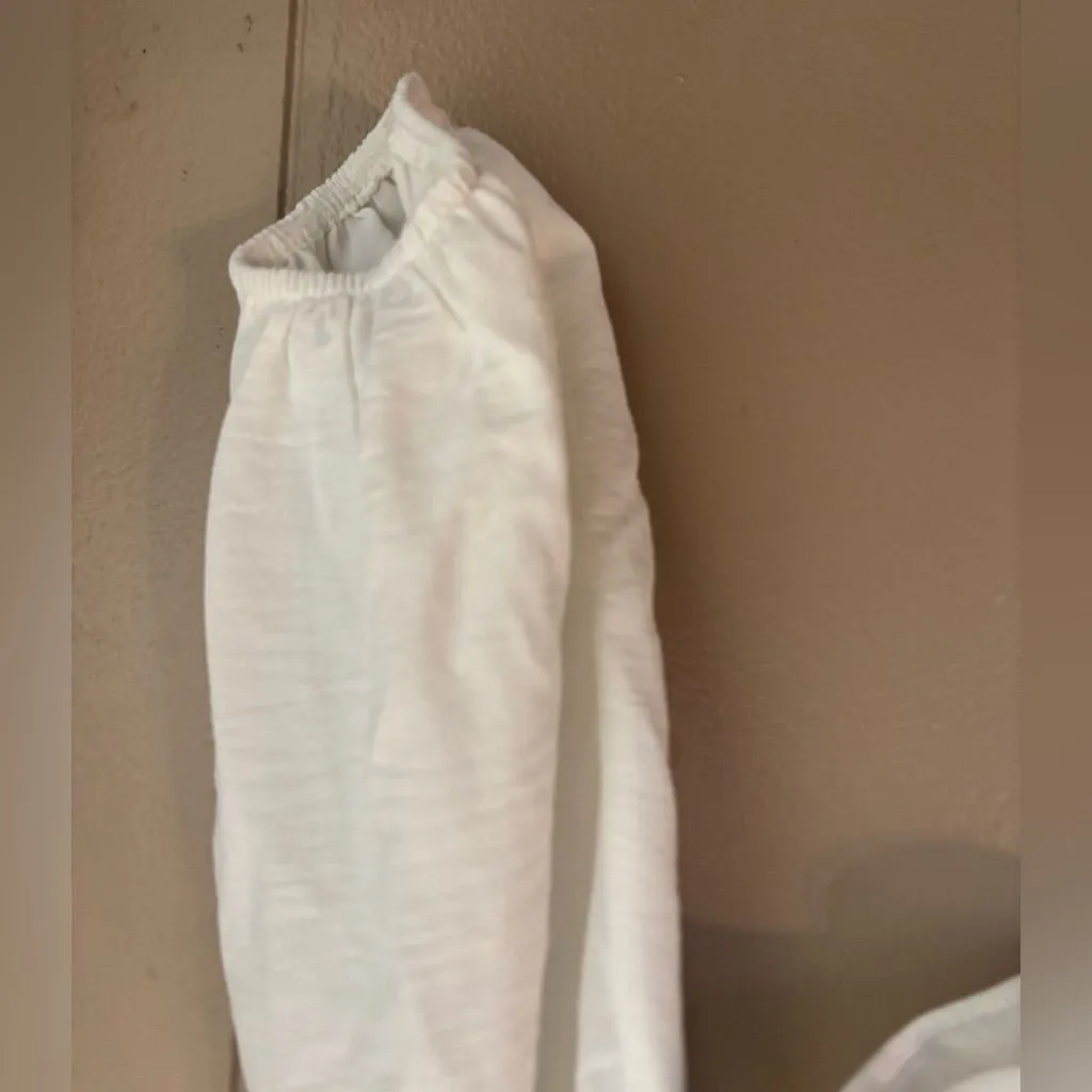 Altar'd State White Ruffle Crop Top Long Sleeve Small - Image 3