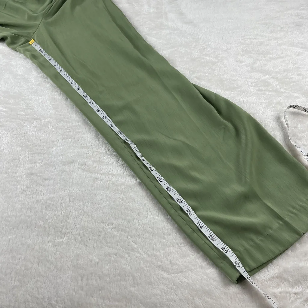 Vtg Roamans Wide Leg Pull On Pants Size 6 Womens Green Elastic Waist High Rise - Image 8
