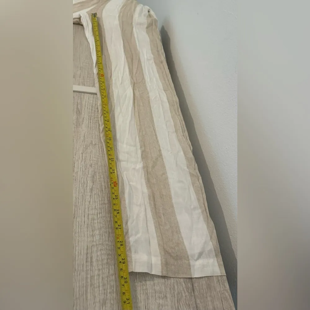 L’Atiste Tan  Striped Sleeveless Jumpsuit Open Back Cotton Linen Wide Leg NWT M - Image 6