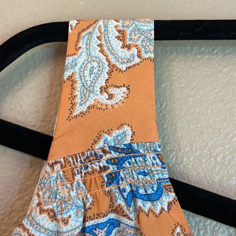 LILA ROSE Size 8 Orange Blue White Paisley Floral Mini Knee Length Shift Dress - Image 7