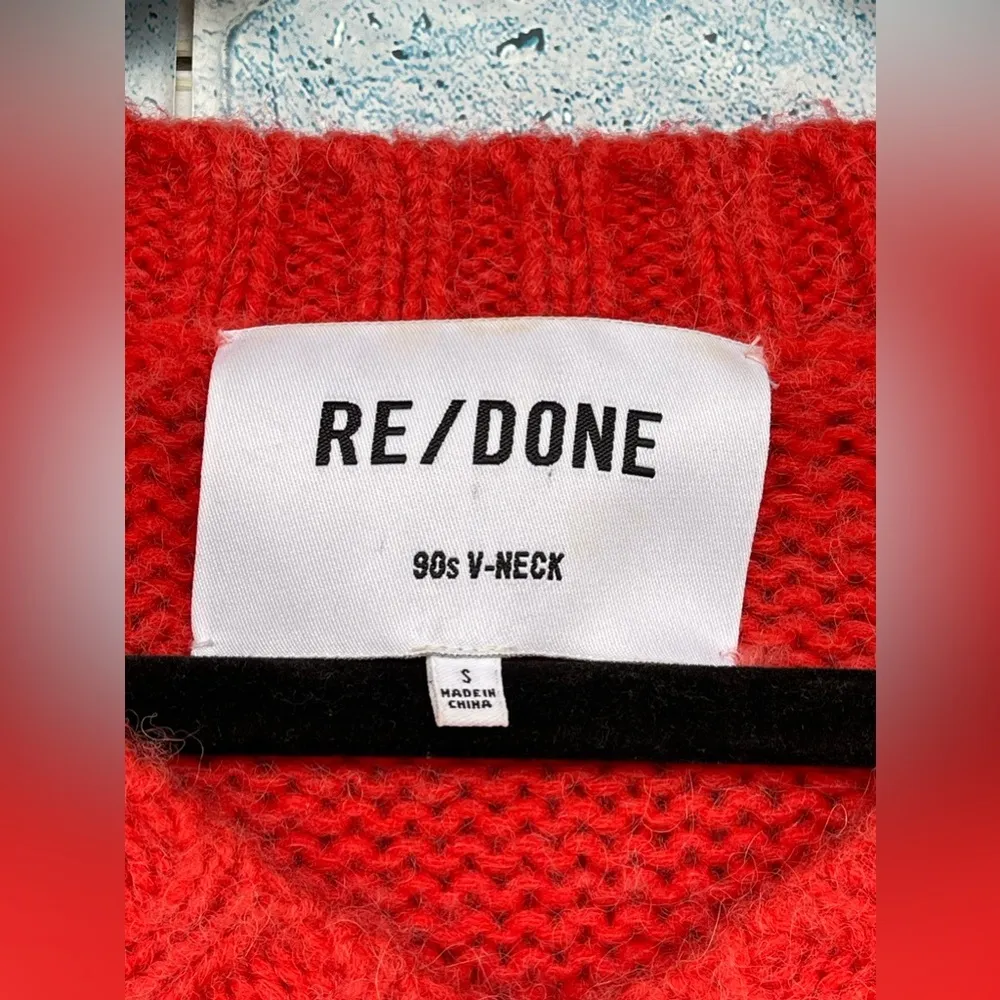 RE/DONE   90s Oversized Sweater in Red
Orange small - Image 4