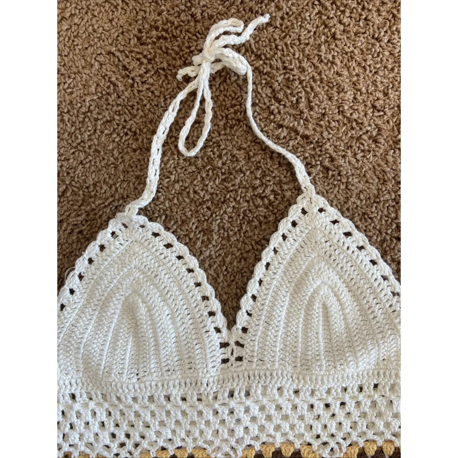 Emory Park‎ Crochet Boho Festival Granny Square Halter Tank Top Shirt Small NEW - Image 4