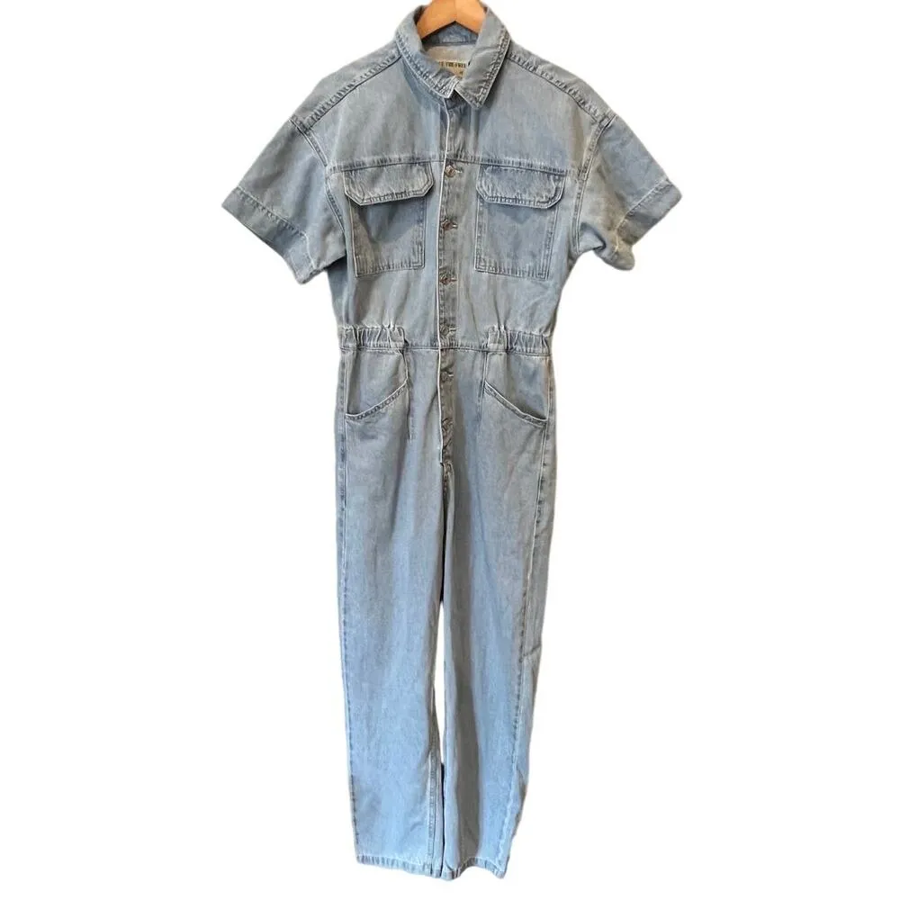 FREE PEOPLE We the Free Marci Denim Jumpsuit Size Medium - Image 2