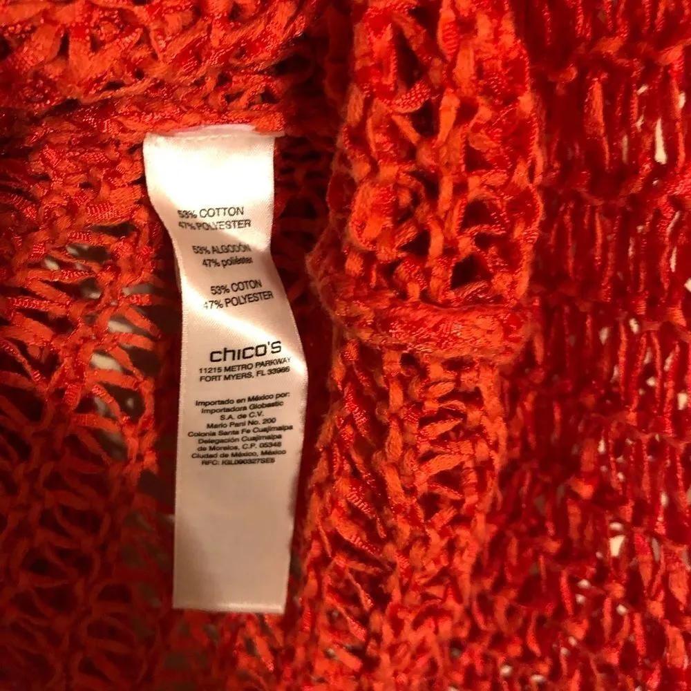 Chico’s orange ribbon yarn sweater sz large - Image 10