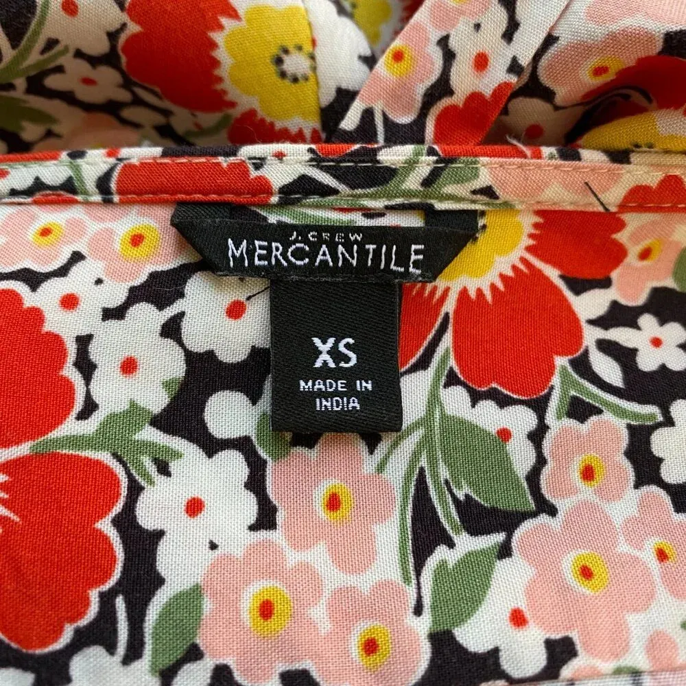 J.Crew Mercantile Short Sleeve Floral Midi Wrap Dress Women's XS Orange V-Neck - Image 12