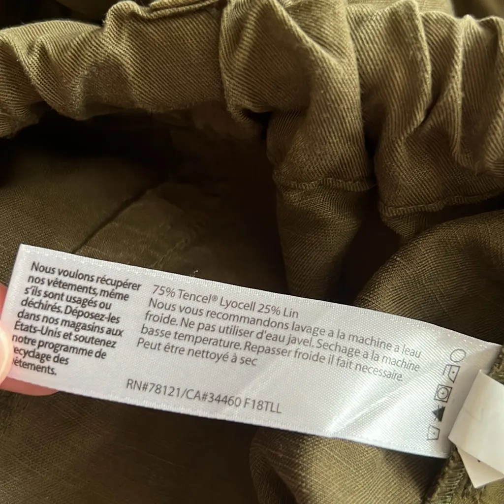 Eileen Fisher Army Green Wide Leg Cropped Pants Tencel Blend XL - Image 3