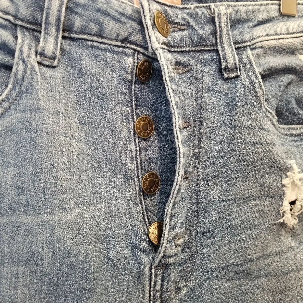 {27} Show Me Your Mumu Soho Button Up Skinnies Blue Bay Cropped Hem - Image 13