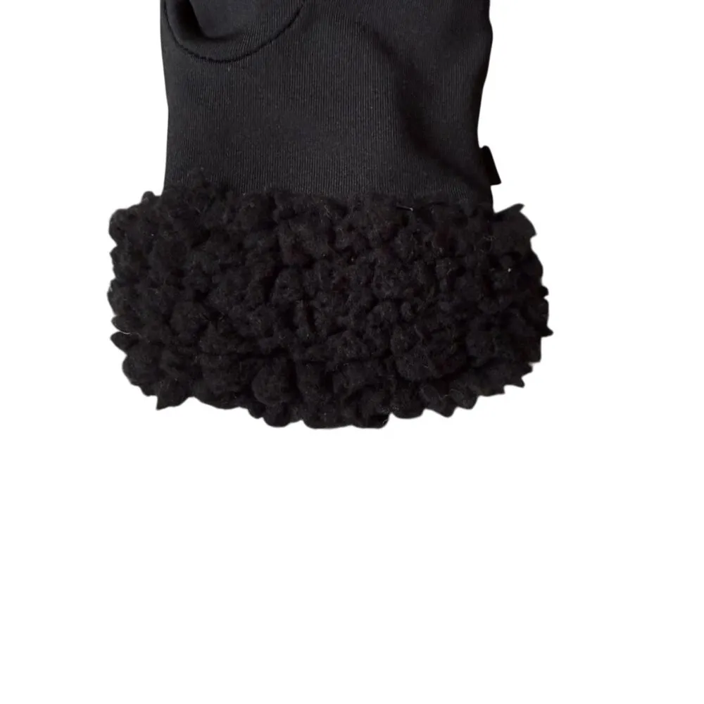 Black faux fur cuffed stretchy 9" gloves women's winter accessories - Image 3