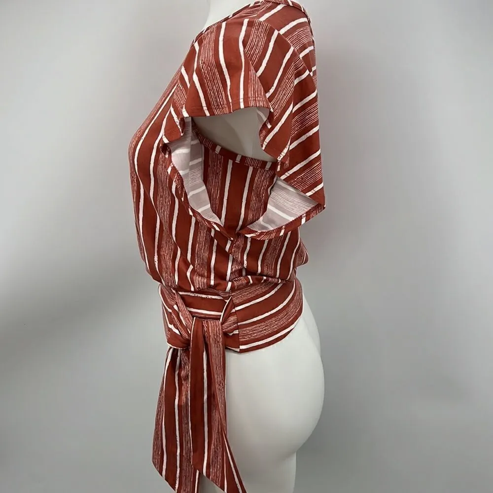 I.N. San Francisco striped ruffled sleeves top - Image 3