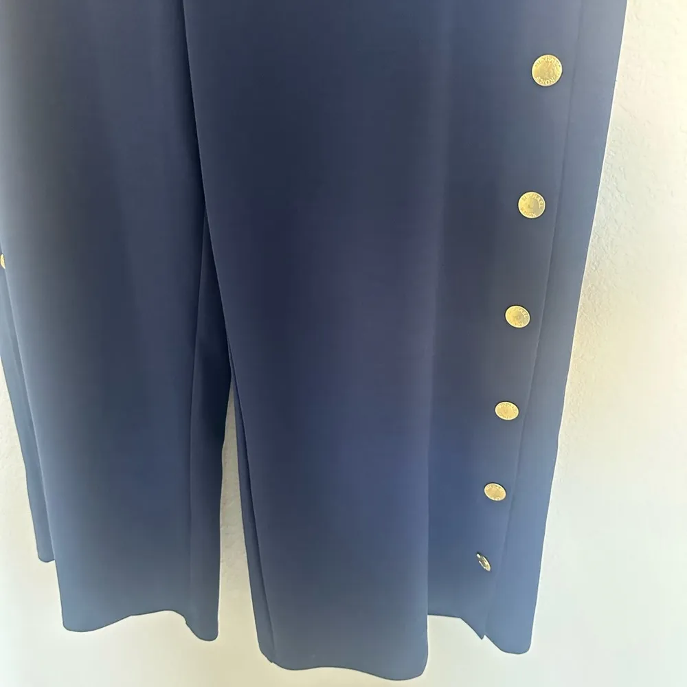 MICHAEL Michael Kors Side-Snap High-Waist Cropped
Belted Pants Navy Blue Medium - Image 5