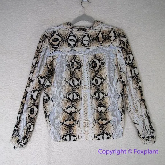 Topshop snake skin animal print women's long sleeve top,‎ size 6 - Image 6