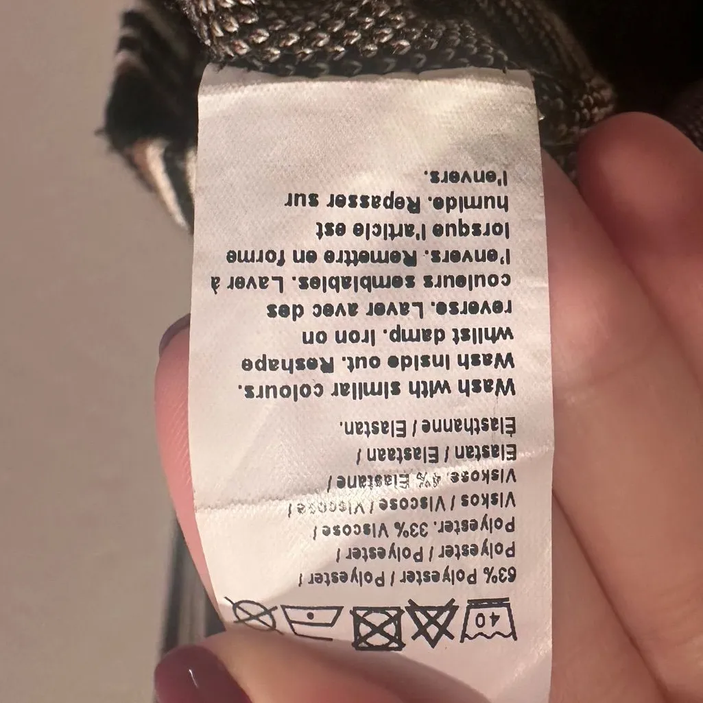 River Island Long Sleeve‎ Layered Black Striped Bodycon Mini Dress Size US 4 - Image 7