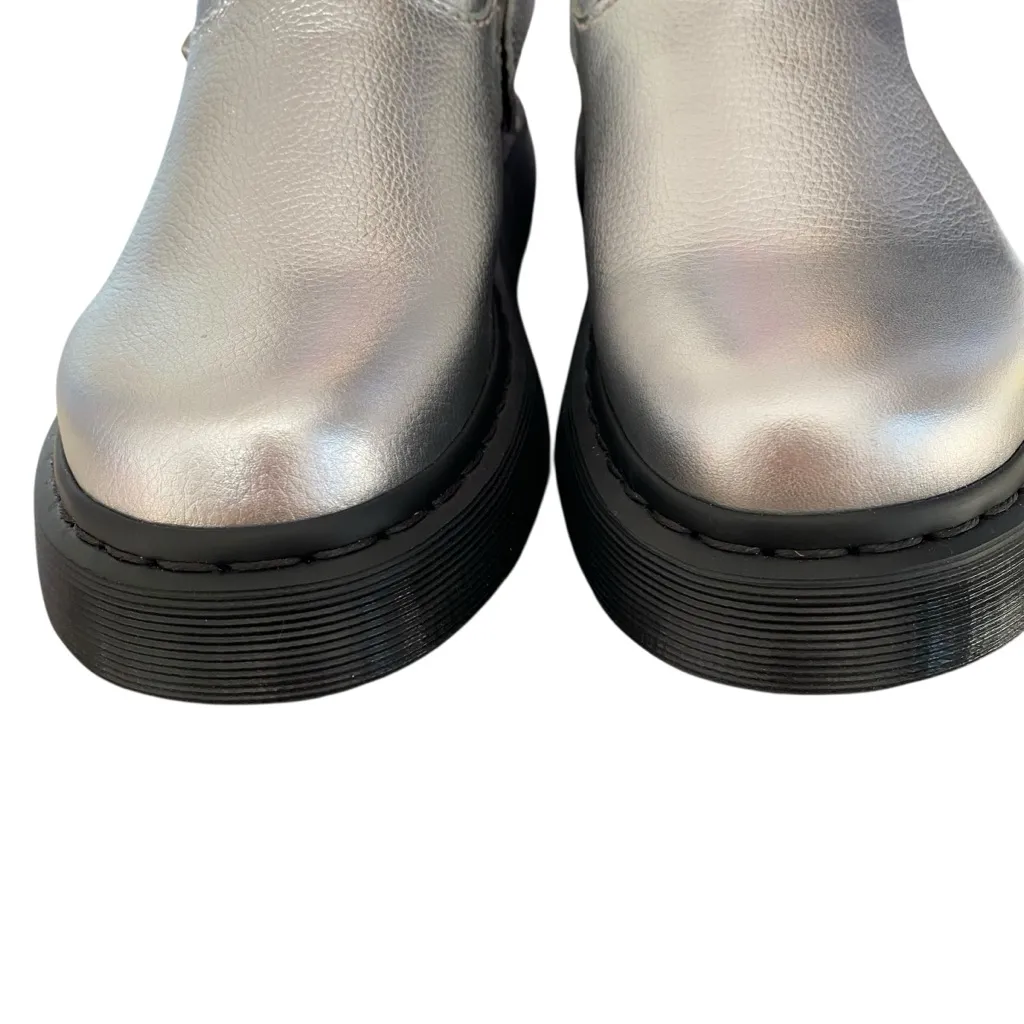Dr. Martens NWTs Silver Laketen Leather Mules Platform Clogs size 8 - Image 5